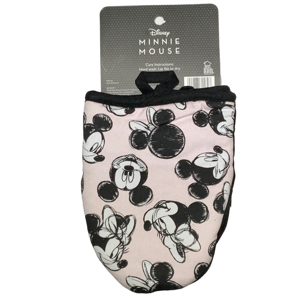 Disney Oven Mitts 2 Pack Mickey Minnie Mouse Oversized Mini Mitts Black Pink - Picture 3 of 16
